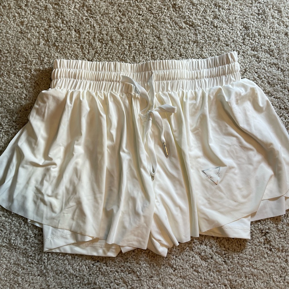 SHEIN White Athletic Shorts with Elastic Waistband
